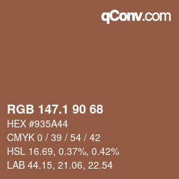 カラーコード: RGB 147.1 90 68 | qconv.com