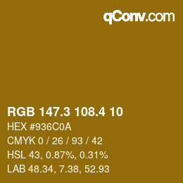 カラーコード: RGB 147.3 108.4 10 | qconv.com