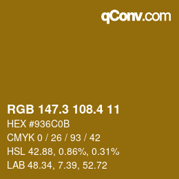 カラーコード: RGB 147.3 108.4 11 | qconv.com