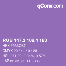 カラーコード: RGB 147.3 108.4 183 | qconv.com