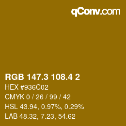 カラーコード: RGB 147.3 108.4 2 | qconv.com
