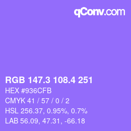カラーコード: RGB 147.3 108.4 251 | qconv.com