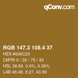 カラーコード: RGB 147.3 108.4 37 | qconv.com