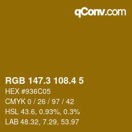 カラーコード: RGB 147.3 108.4 5 | qconv.com