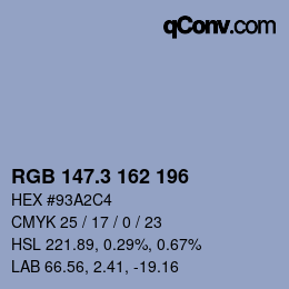 カラーコード: RGB 147.3 162 196 | qconv.com