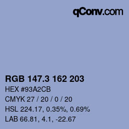 カラーコード: RGB 147.3 162 203 | qconv.com