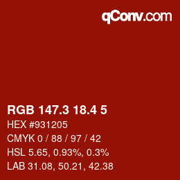 カラーコード: RGB 147.3 18.4 5 | qconv.com