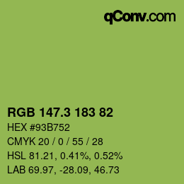 カラーコード: RGB 147.3 183 82 | qconv.com