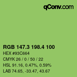 カラーコード: RGB 147.3 198.4 100 | qconv.com