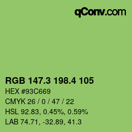 カラーコード: RGB 147.3 198.4 105 | qconv.com