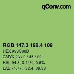カラーコード: RGB 147.3 198.4 109 | qconv.com