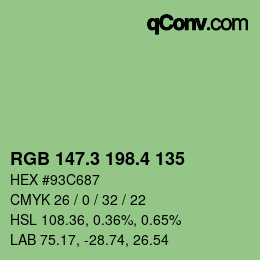 カラーコード: RGB 147.3 198.4 135 | qconv.com