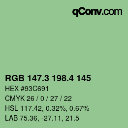カラーコード: RGB 147.3 198.4 145 | qconv.com
