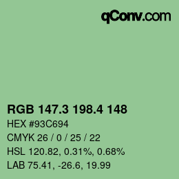 カラーコード: RGB 147.3 198.4 148 | qconv.com