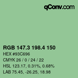 カラーコード: RGB 147.3 198.4 150 | qconv.com