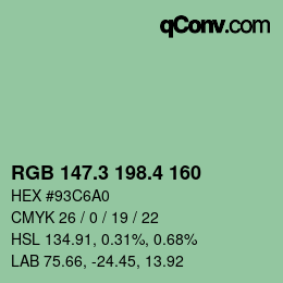 カラーコード: RGB 147.3 198.4 160 | qconv.com