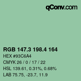 カラーコード: RGB 147.3 198.4 164 | qconv.com
