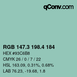 カラーコード: RGB 147.3 198.4 184 | qconv.com