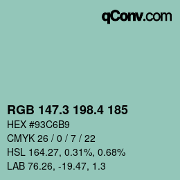 カラーコード: RGB 147.3 198.4 185 | qconv.com