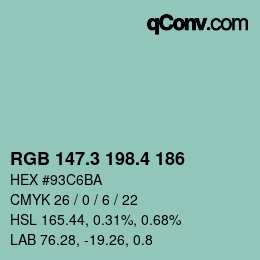 カラーコード: RGB 147.3 198.4 186 | qconv.com