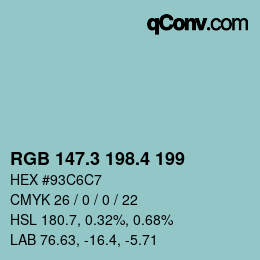 カラーコード: RGB 147.3 198.4 199 | qconv.com