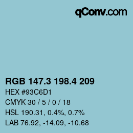 カラーコード: RGB 147.3 198.4 209 | qconv.com