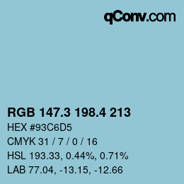 カラーコード: RGB 147.3 198.4 213 | qconv.com