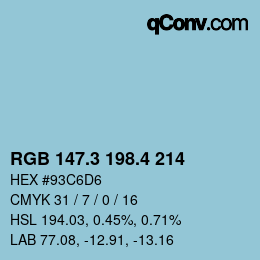 カラーコード: RGB 147.3 198.4 214 | qconv.com
