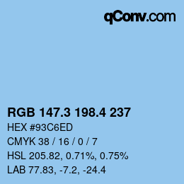 カラーコード: RGB 147.3 198.4 237 | qconv.com