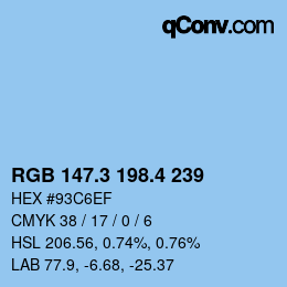 カラーコード: RGB 147.3 198.4 239 | qconv.com