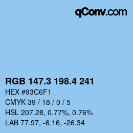 カラーコード: RGB 147.3 198.4 241 | qconv.com