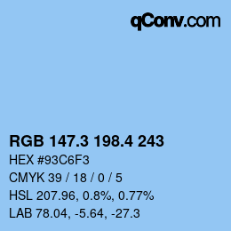 カラーコード: RGB 147.3 198.4 243 | qconv.com