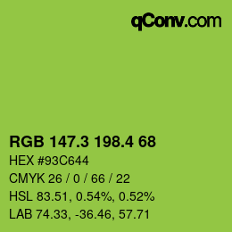 カラーコード: RGB 147.3 198.4 68 | qconv.com