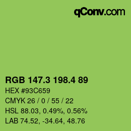 カラーコード: RGB 147.3 198.4 89 | qconv.com