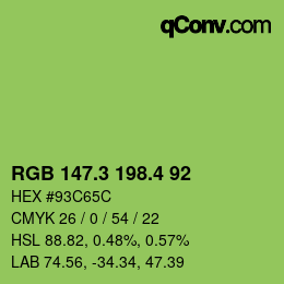 カラーコード: RGB 147.3 198.4 92 | qconv.com