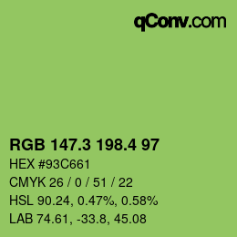 カラーコード: RGB 147.3 198.4 97 | qconv.com