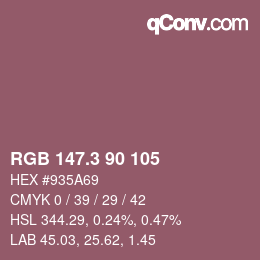 カラーコード: RGB 147.3 90 105 | qconv.com