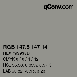 Color code: RGB 147.5 147 141 | qconv.com
