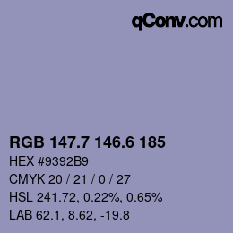 カラーコード: RGB 147.7 146.6 185 | qconv.com
