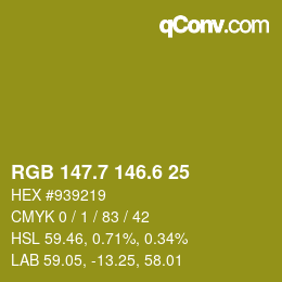 カラーコード: RGB 147.7 146.6 25 | qconv.com