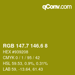 カラーコード: RGB 147.7 146.6 8 | qconv.com