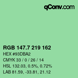 カラーコード: RGB 147.7 219 162 | qconv.com
