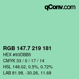 カラーコード: RGB 147.7 219 181 | qconv.com