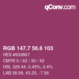 カラーコード: RGB 147.7 56.6 103 | qconv.com