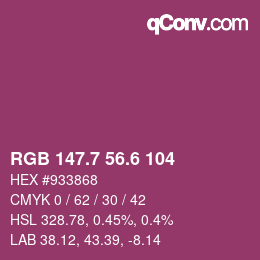カラーコード: RGB 147.7 56.6 104 | qconv.com