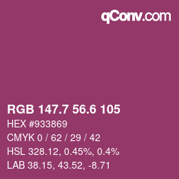 カラーコード: RGB 147.7 56.6 105 | qconv.com