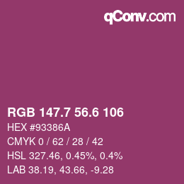 カラーコード: RGB 147.7 56.6 106 | qconv.com