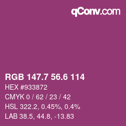 カラーコード: RGB 147.7 56.6 114 | qconv.com