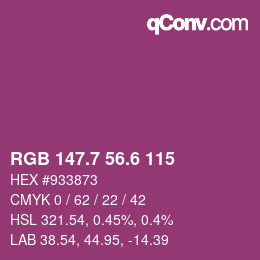 カラーコード: RGB 147.7 56.6 115 | qconv.com