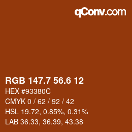 カラーコード: RGB 147.7 56.6 12 | qconv.com